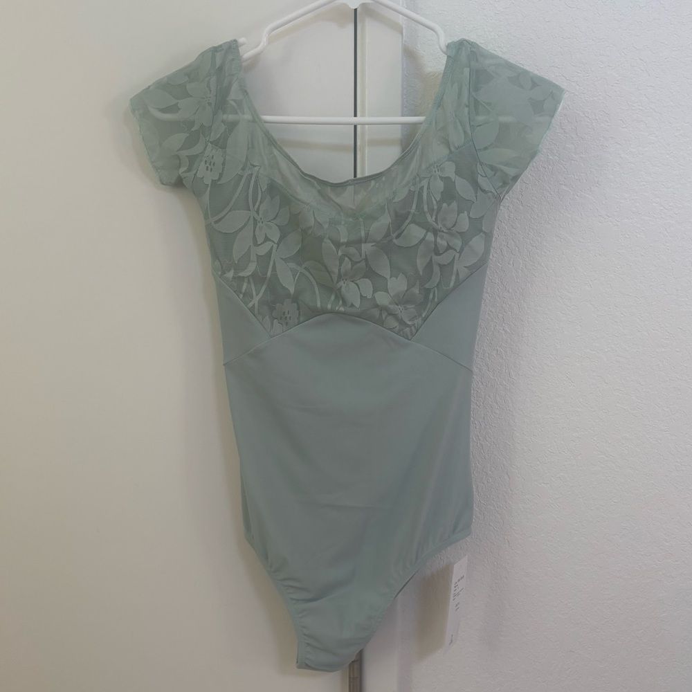 NWT Sansha Jolis pétales DILARA Cap Sleeve Leotard Adult 5 Harbor Grey